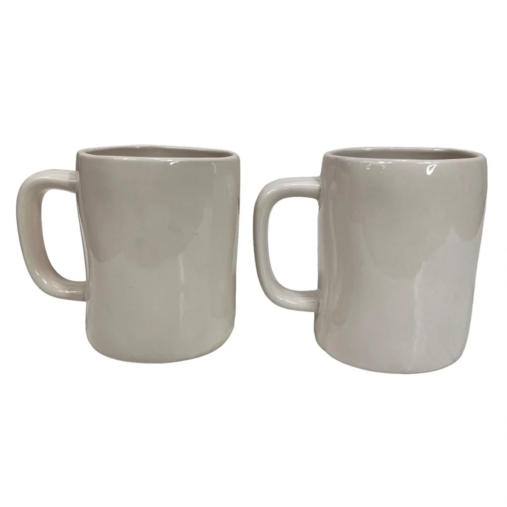 Rae Dunn‎ Set Of Two “Peace” White Coffee Mug Cup Magenta 202 & 210